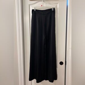 Nasty Gal Black Satin Wide Leg Pants